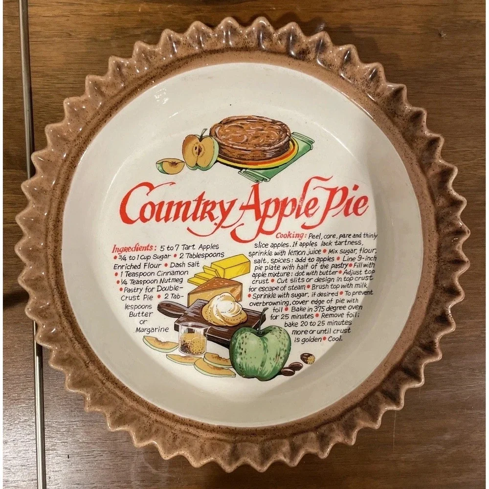 Vintage Country Apple Pie Plate Keeper Made‎ In Japan